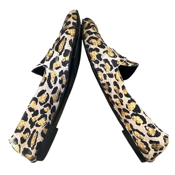 AGL Italy Softy Metallic Gold Leopard Leather Snakeskin Loafers Moccasins 38 / 8 - Picture 10 of 16